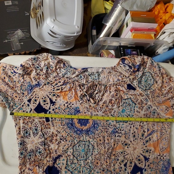 EUC Rose & Thyme Split Neck Cottony Blouse Bishop Sleeve Boho Tunic 1X - Picture 4 of 16